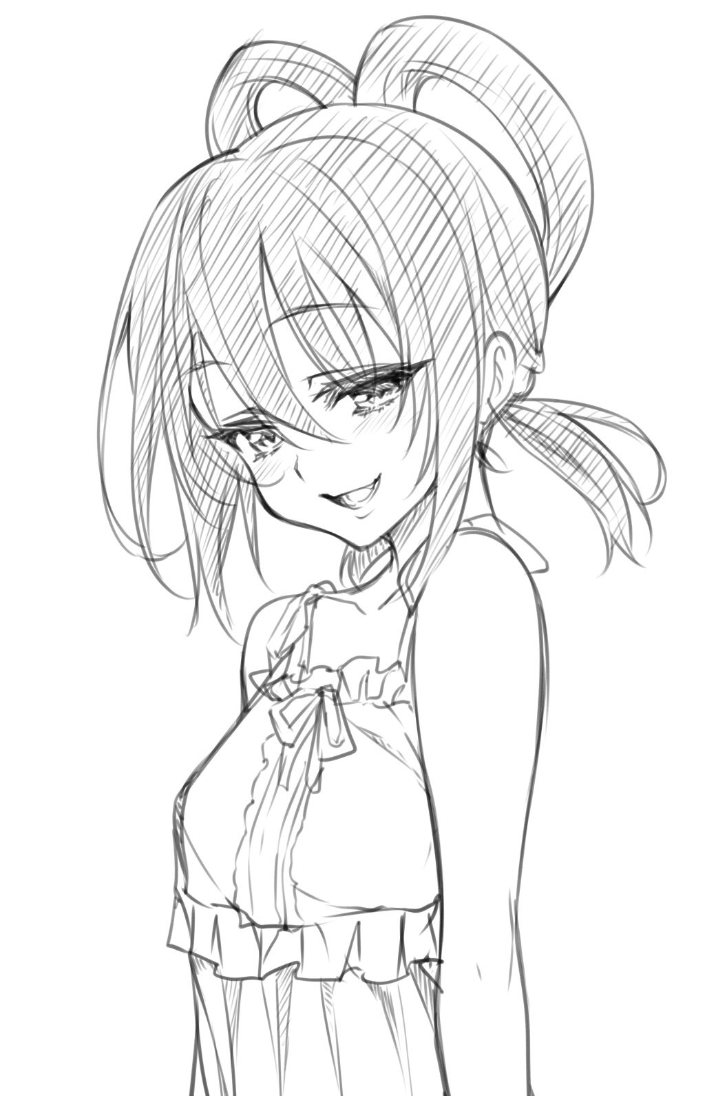 10s, 1girl, :d, bad_id, bad_twitter_id, blush, center_frills, collarbone