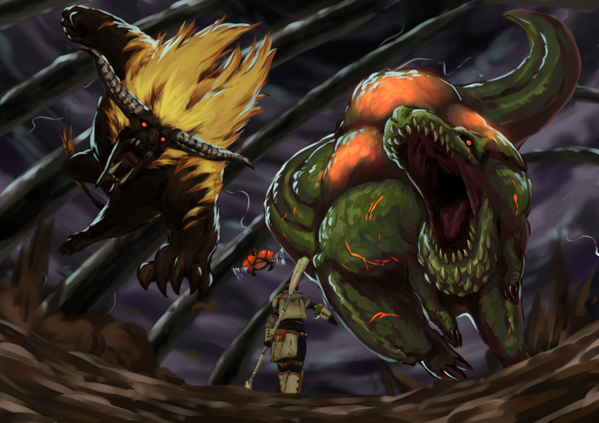 absurdres, ambiguous_gender, ape, armor, beetle, blonde_hair, brave_(armor), bug