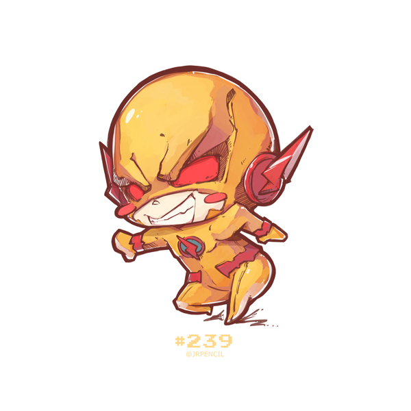 1boy, artist_name, blush, bodysuit, chibi, dc_comics, flash_(series), gloves