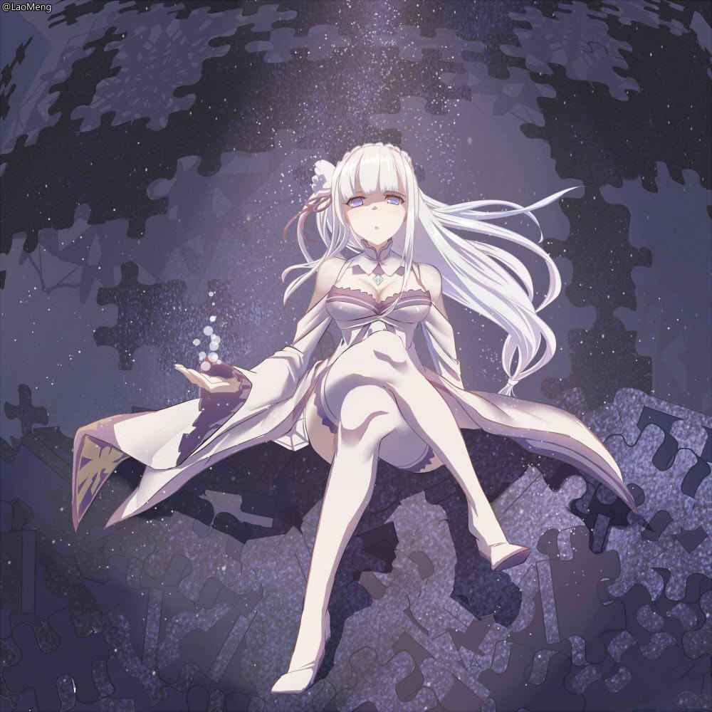 10s, 1girl, bare_shoulders, boots, braid, breasts, crossed_legs, dress