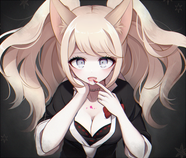 10s, 1girl, animal_ears, bad_id, bad_pixiv_id, blonde_hair, blue_eyes, breasts