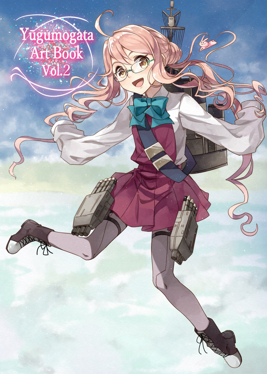 10s, 1girl, :3, :d, absurdres, ahoge, aqua-framed_eyewear, aqua-framed_glasses