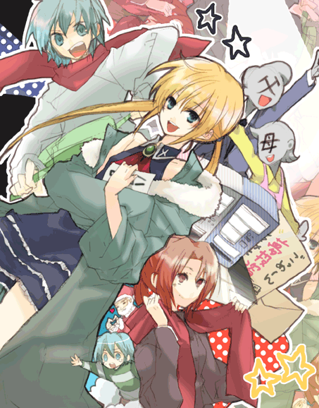 00s, 3boys, 3girls, ayasaki_hayate, blonde_hair, blue_hair, brown_hair, hayate_no_gotoku!, kabu_(kabuteri), maria_(hayate_no_gotoku!), multiple_boys, multiple_girls, sanzen'in_nagi, twintails