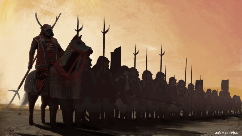 2016, 6+boys, armor, army, artist_name, backlighting, bad_id, bad_pixiv_id