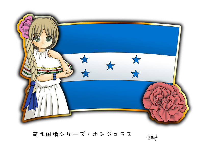 1girl, flag, flower, honduran_flag, honduras, murakami_senami, rose, tagme