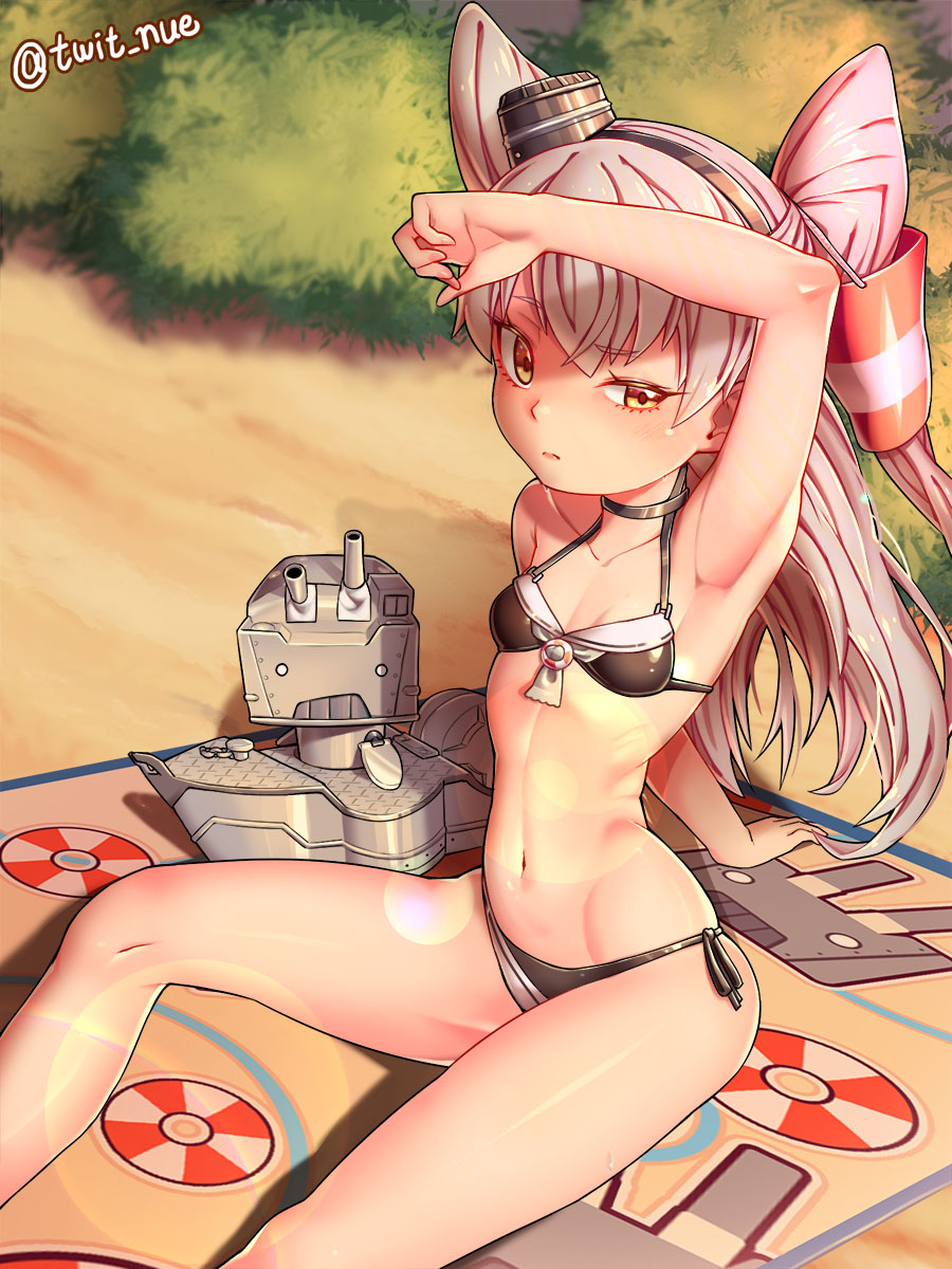 10s, 1girl, adapted_costume, amatsukaze_(kancolle), arm_up, armpits, bad_id, bad_pixiv_id