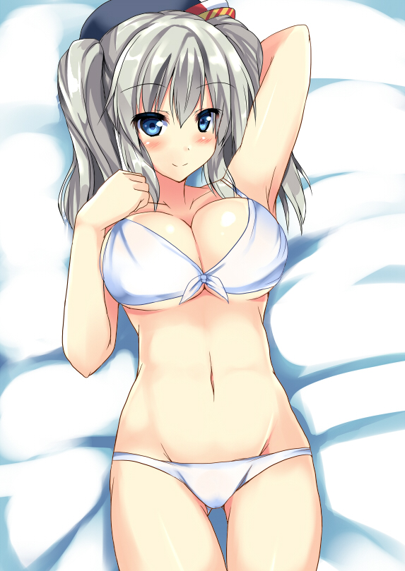 10s, 1girl, bikini, blue_eyes, blush, breasts, cleavage, female_focus