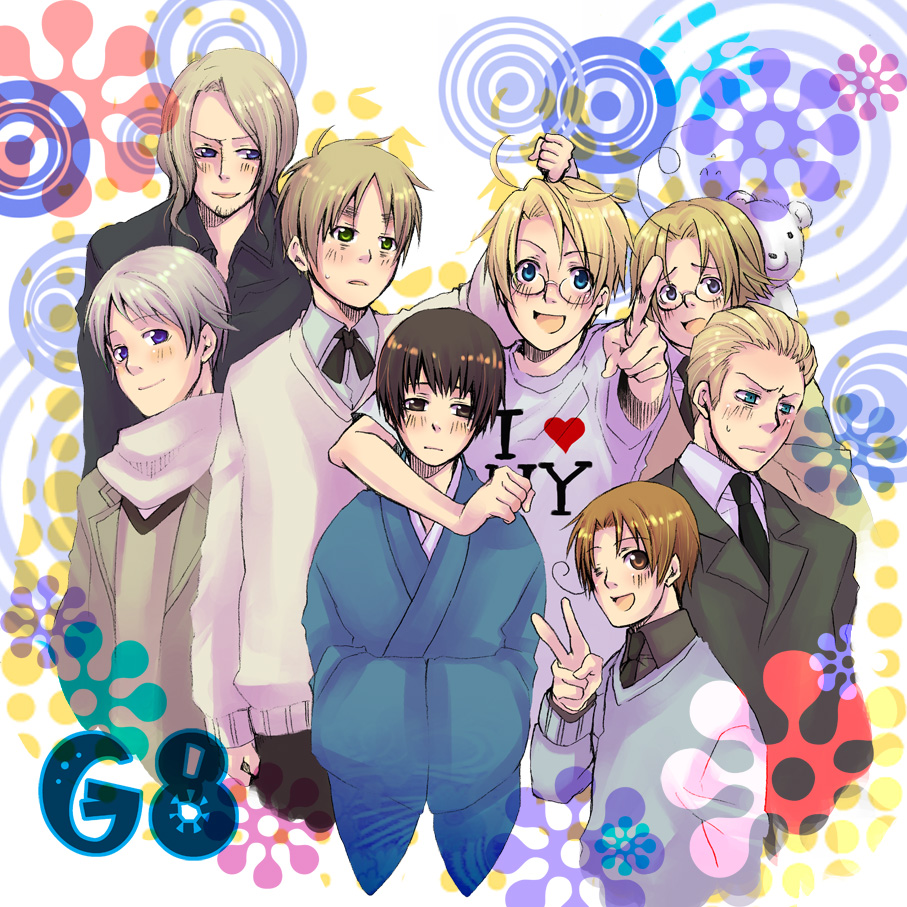 00s, 6+boys, ahoge, america_(hetalia), axis_powers_hetalia, bishounen, canada_(hetalia), clothes