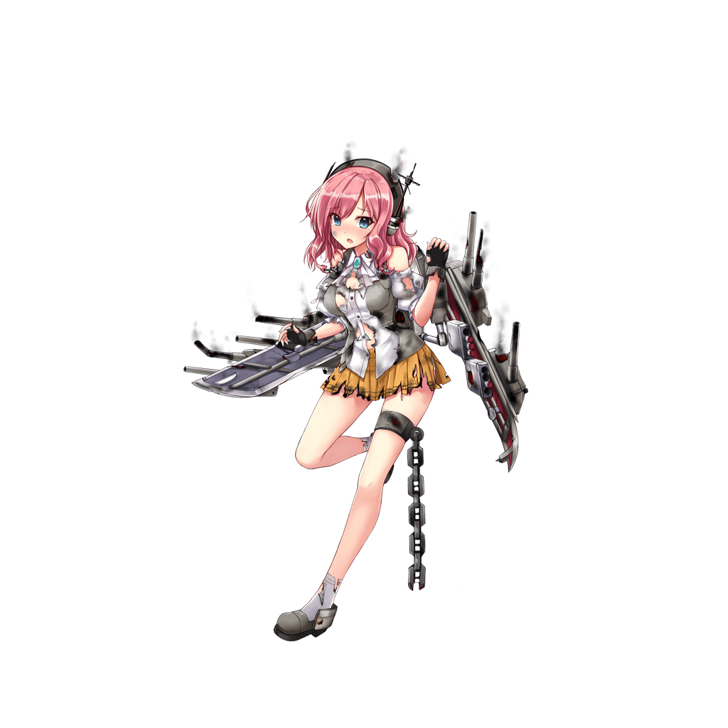 1girl, :o, black_gloves, blucher_(warship_girls_r), blue_eyes, blush, breasts, broken