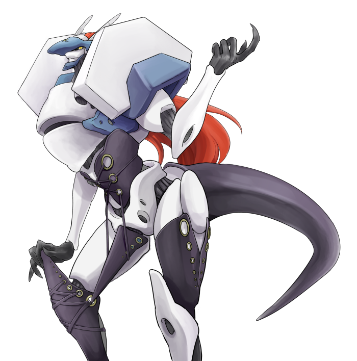 1girl, corset, female_focus, guilty_gear, hitotsubashi, justice_(guilty_gear), red_hair, robot