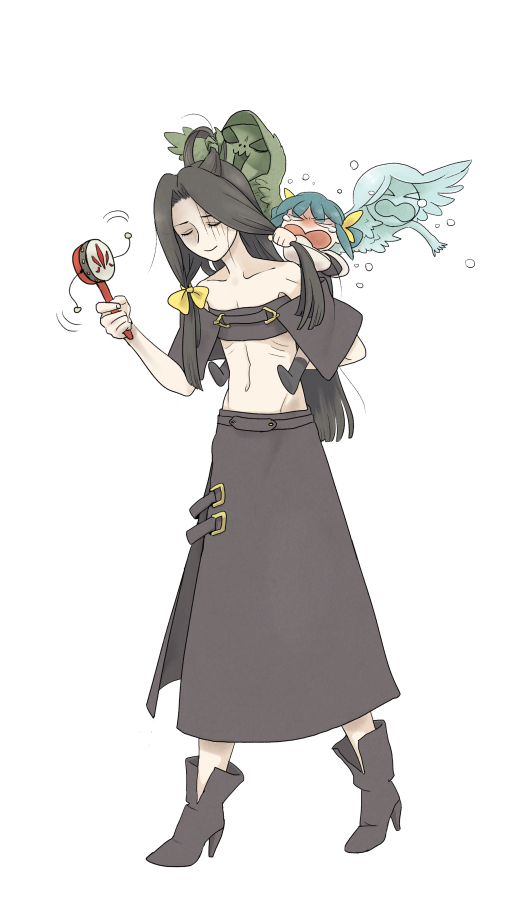 1boy, 1girl, black_hair, blue_hair, carrying, crying, dizzy_(guilty_gear), guilty_gear