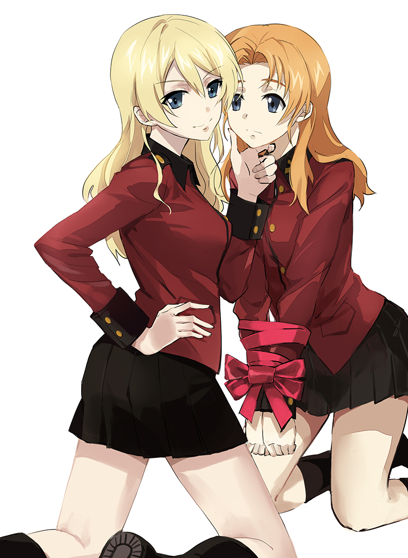 10s, 2girls, alternate_hairstyle, bdsm, black_socks, blonde_hair, blue_eyes, bondage