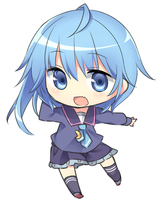 10s, 1girl, ahoge, alpha_signature, bad_id, bad_pixiv_id, blouse, blue_eyes