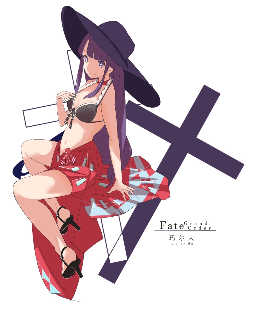 +_+, 1girl, bad_id, bad_pixiv_id, bikini, black_bikini, breasts, choker