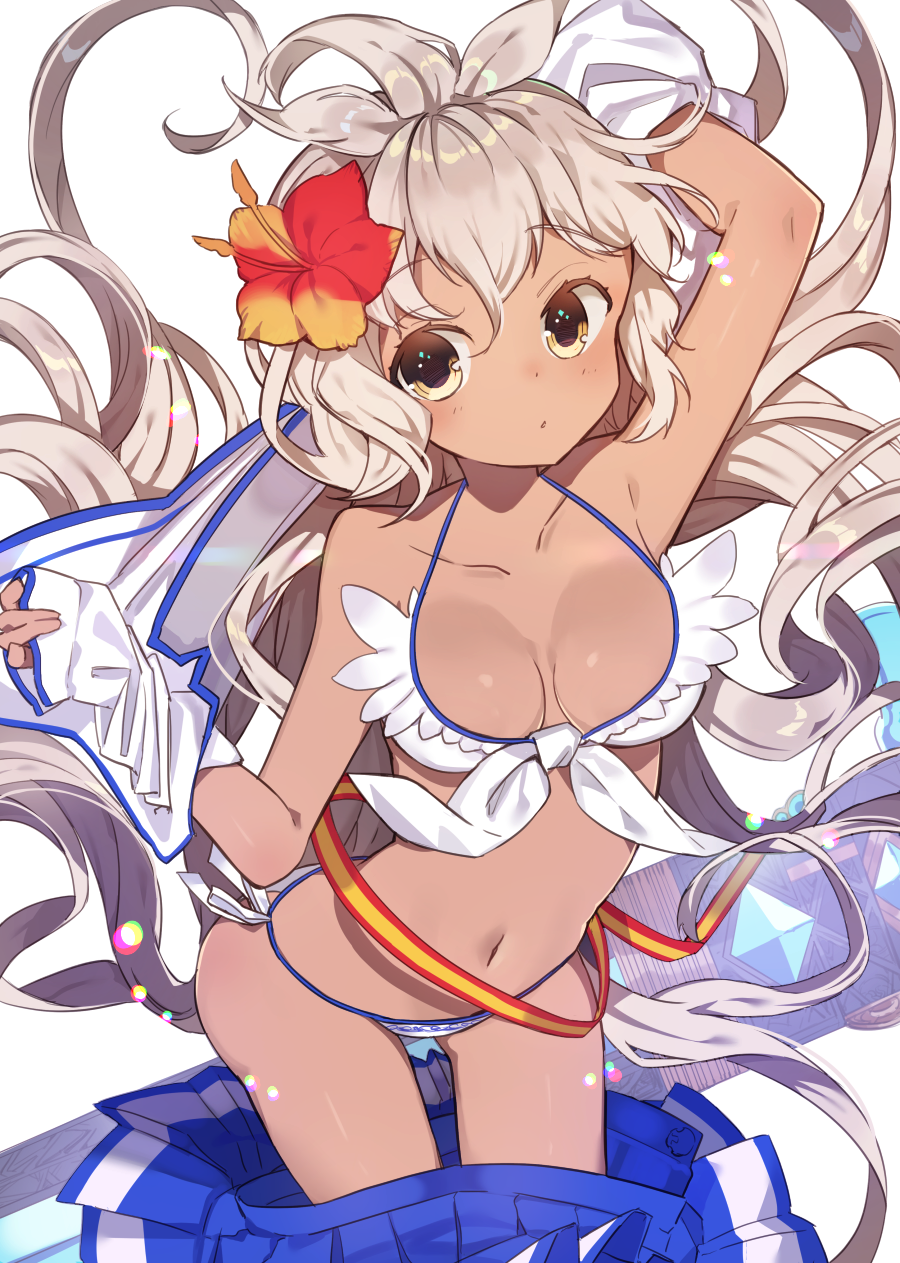 10s, 1girl, armpits, bad_id, bad_pixiv_id, bikini, breasts, brown_eyes