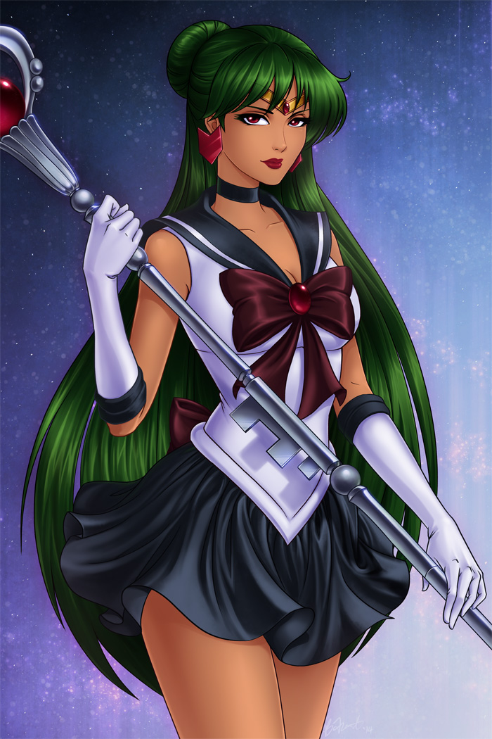 1girl, bishoujo_senshi_sailor_moon, black_neckwear, breasts, brittany_fuerst, choker, circlet, cleavage