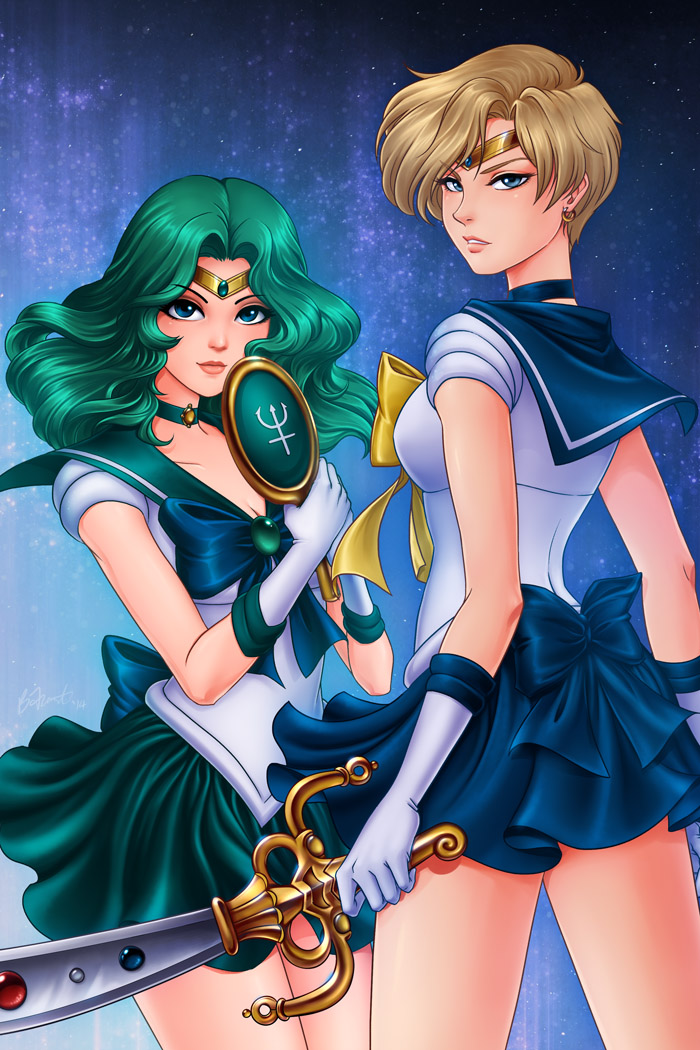 2girls, bishoujo_senshi_sailor_moon, blonde_hair, blue_eyes, blue_sailor_collar, breasts, brittany_fuerst, choker