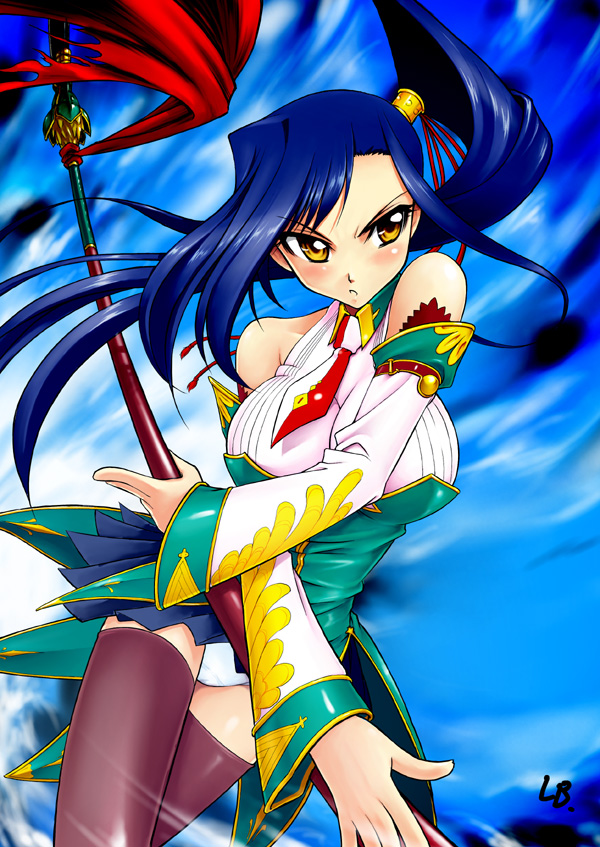 00s, kan'u_(koihime_musou), koihime_musou, lb, panties, ponytail, solo, thighhighs