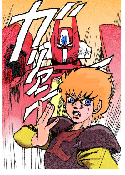 1980s_(style), armor, blue_eyes, galient, jojo_no_kimyou_na_bouken, jordy_vorder, kikou-kai_galient, kumanokumatarou