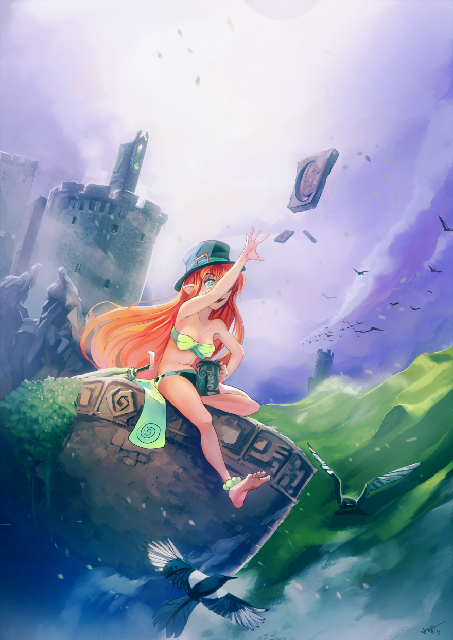 1girl, 3031683, highres, leprechaun, loli, orange_hair, original, pointy_ears