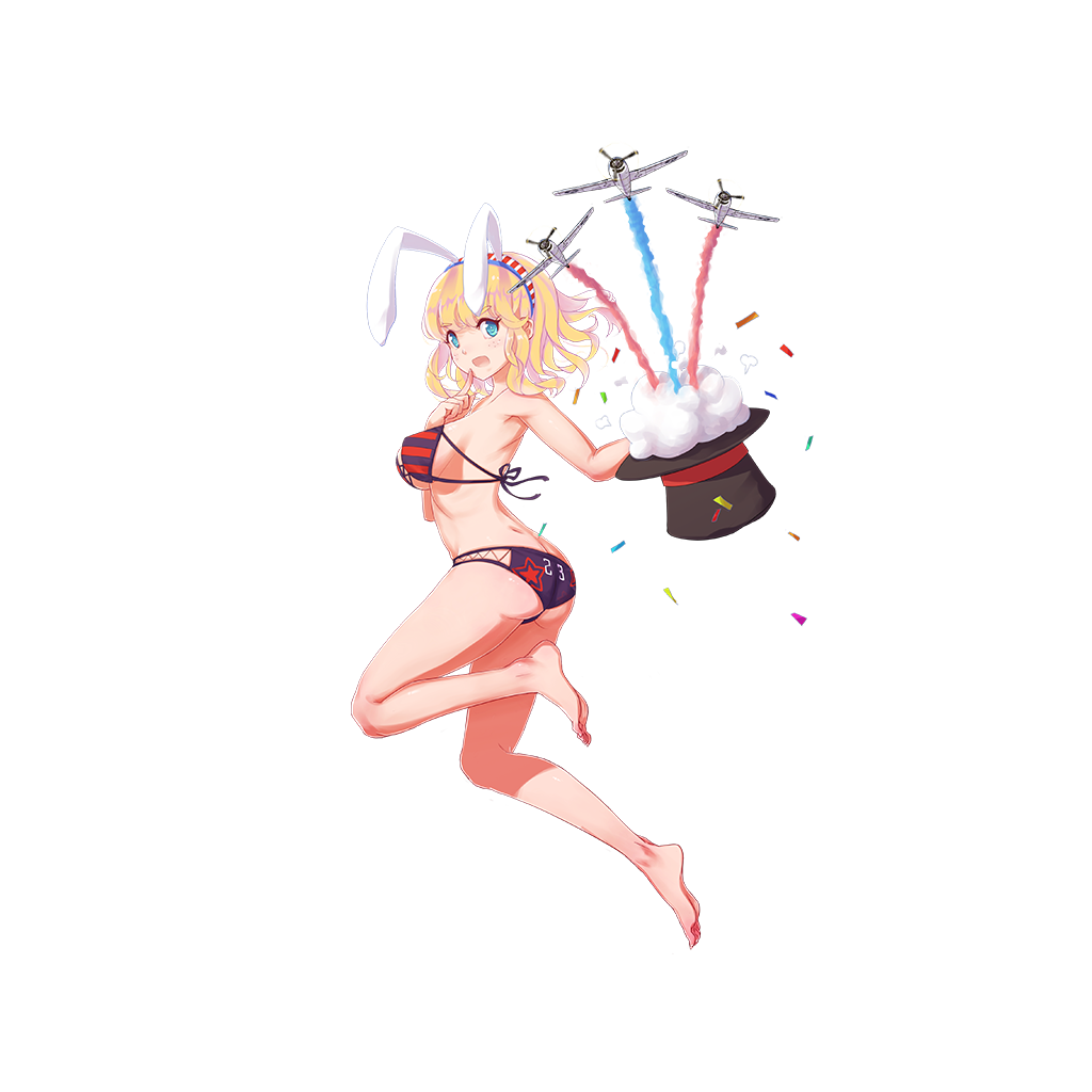 1girl, :o, aircraft, airplane, animal_ears, aqua_eyes, ass, barefoot