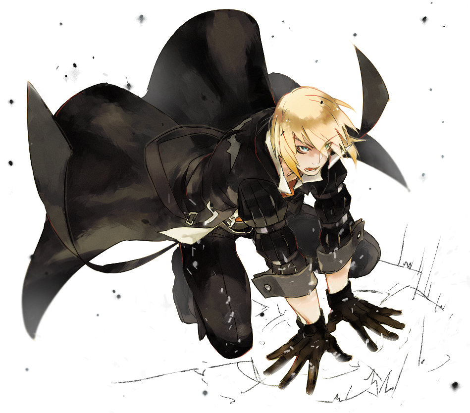 1boy, blonde_hair, blue_eyes, eizen_(tales), full_body, gloves, gotou_(pixiv37128), ground_shatter