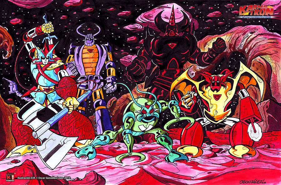 10s, 1970s_(style), 1980s_(style), 2015, antennae, asteroid, asura_(karmatron), axe