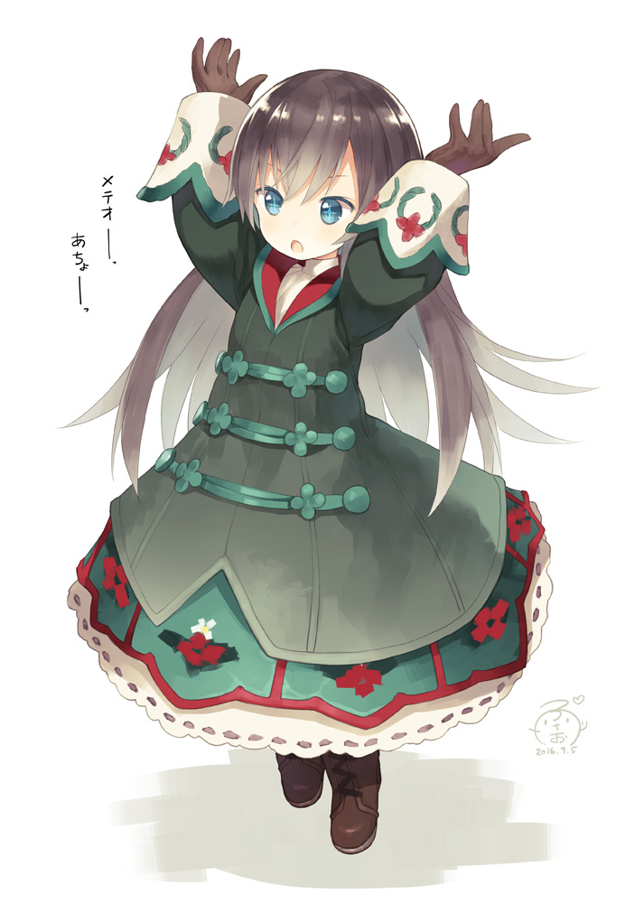 1girl, 2016, :o, black_hair, blue_eyes, capriccio, dated, elementalist_(tree_of_savior)