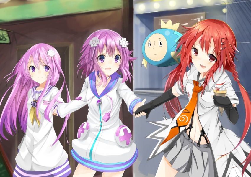 10s, 1boy, 3girls, bad_id, bad_pixiv_id, blue_eyes, braid, breasts