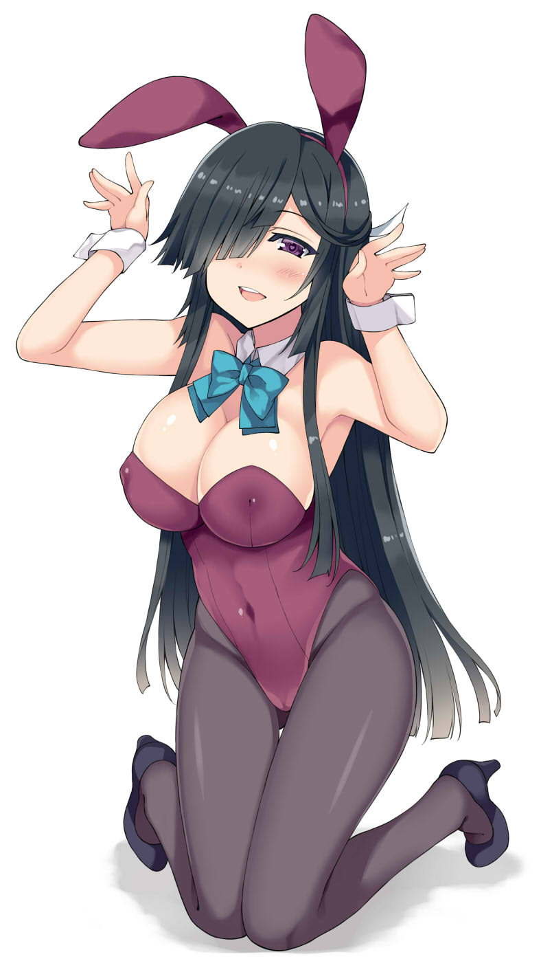 10s, 1girl, alternate_costume, animal_ears, arms_up, bare_shoulders, black_hair, black_shoes