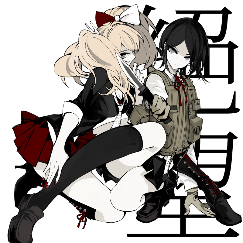 10s, 1girl, black_hair, blue_eyes, danganronpa_(series), enoshima_junko, freckles, hair_ornament