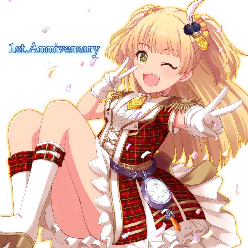 +_+, 10s, 1girl, ;d, across_the_stars, anniversary, azuma_kei, belt