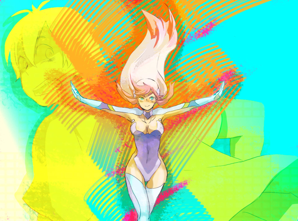 00s, 1boy, 1girl, bad_id, bad_pixiv_id, birdy_cephon_altera, boots, breasts