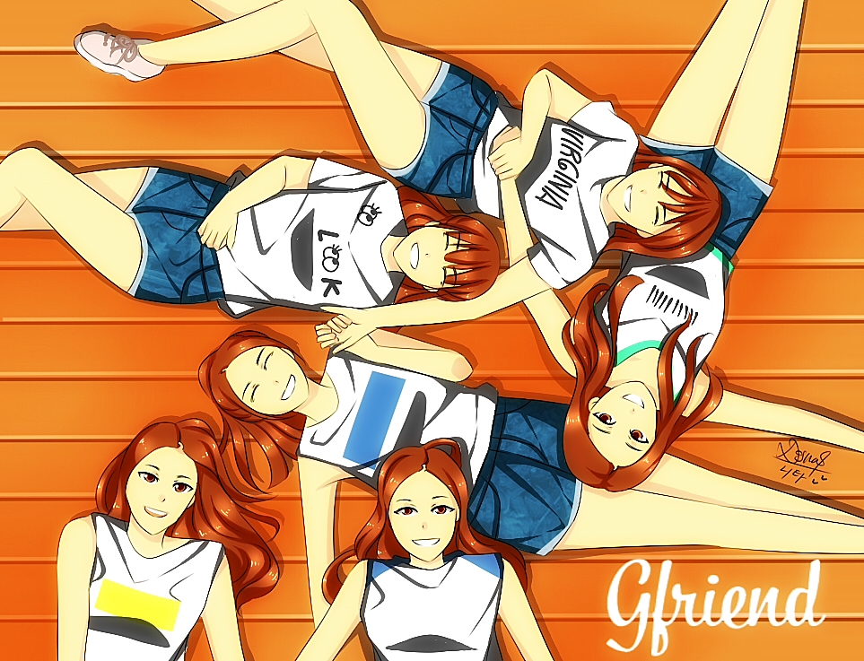 6+girls, animification, eunha_(gfriend), gfriend, lying, multiple_girls, nitavip, on_back