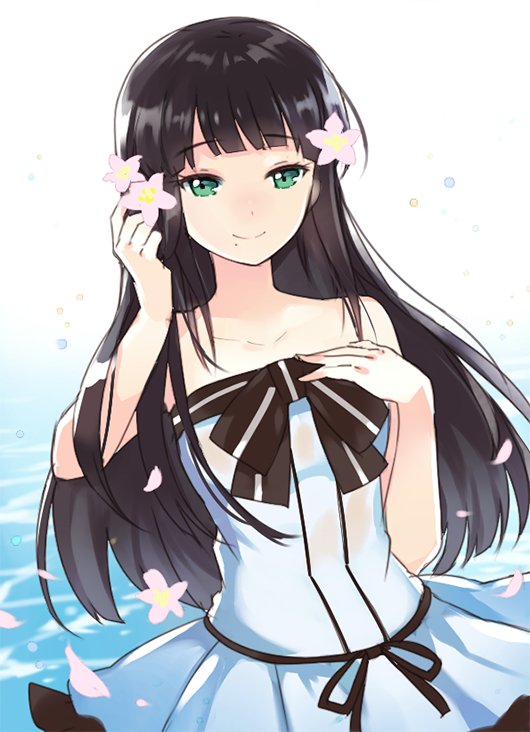 10s, 1girl, adjusting_hair, apring, bad_id, bad_twitter_id, black_hair, blunt_bangs