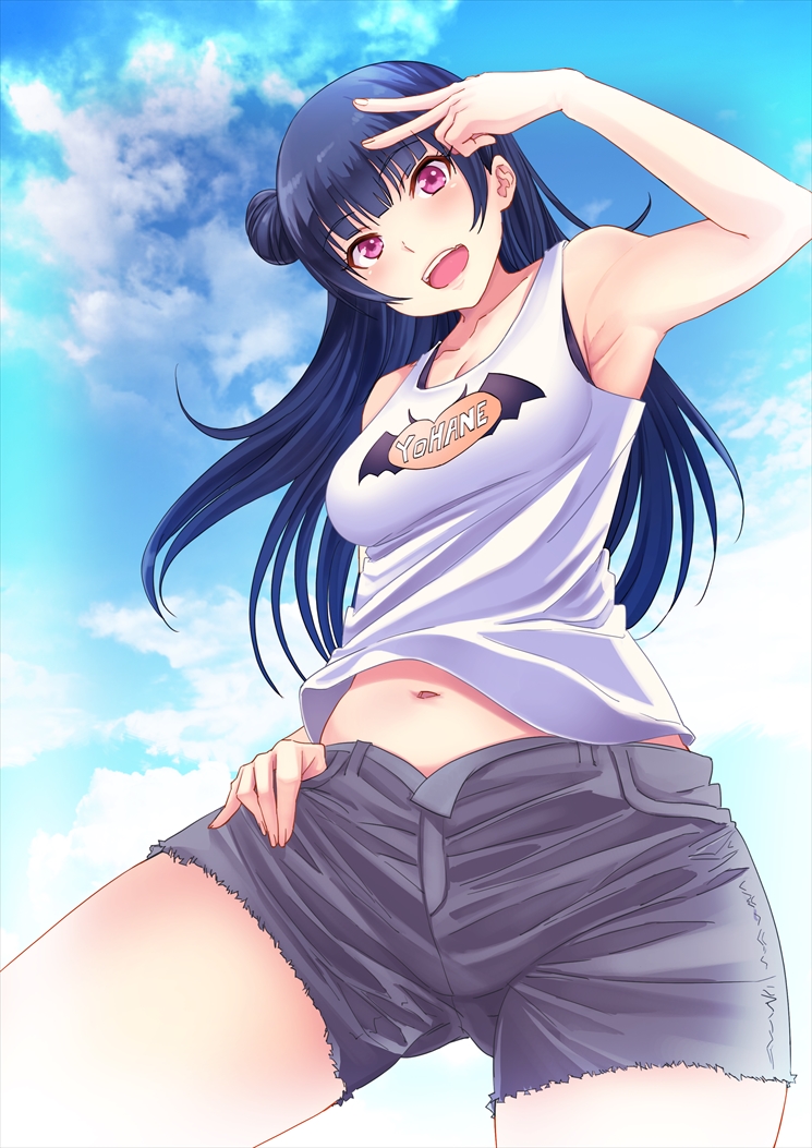 10s, 1girl, arios_(orochi_yuta), armpits, blue_hair, breasts, character_name, cleavage