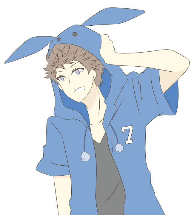 10s, 1boy, animal_hood, bad_id, bad_pixiv_id, brown_hair, fuzuki_kai, hood