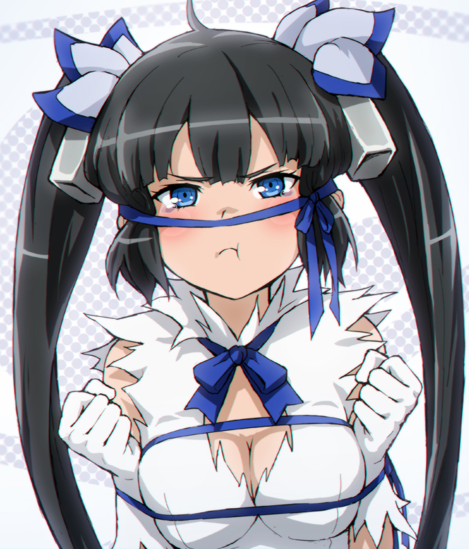 10s, 1girl, ahoge, angry, annoyed, arm_ribbon, black_hair, blue_eyes