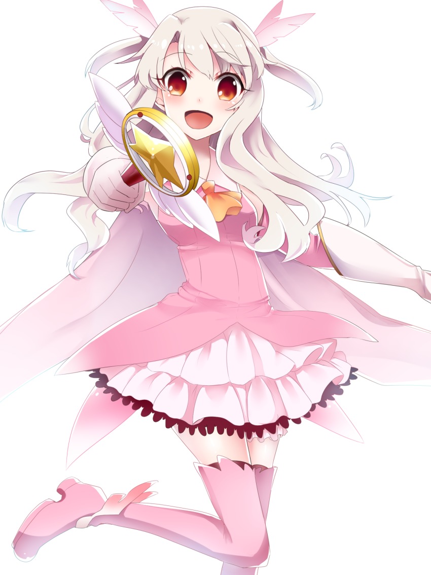 1girl, blonde_hair, blue_eyes, boots, dress, fate/grand_order, fate/kaleid_liner_prisma_illya, fate_(series)