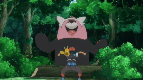 10s, animated, animated_gif, ash_ketchum, bewear, bush, forest, gen_1_pokemon