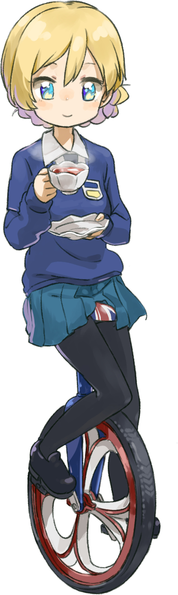 10s, 1girl, black_pantyhose, black_shoes, blonde_hair, blue_eyes, blue_skirt, blue_sweater