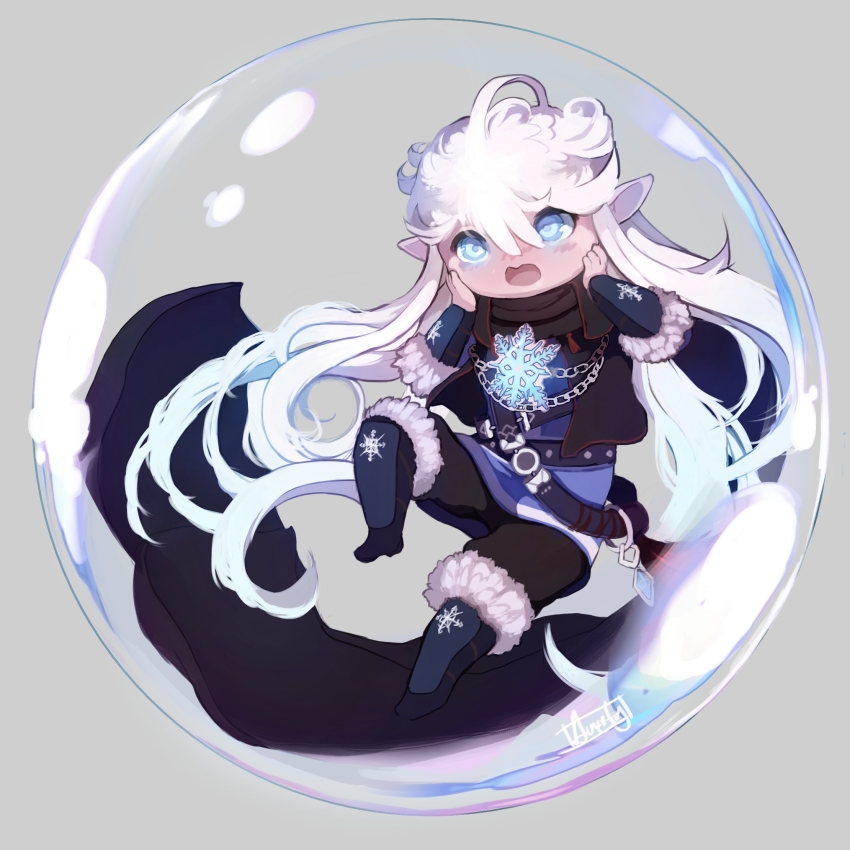 00s, 1boy, belt, blue_eyes, blush, boots, bubble, cape