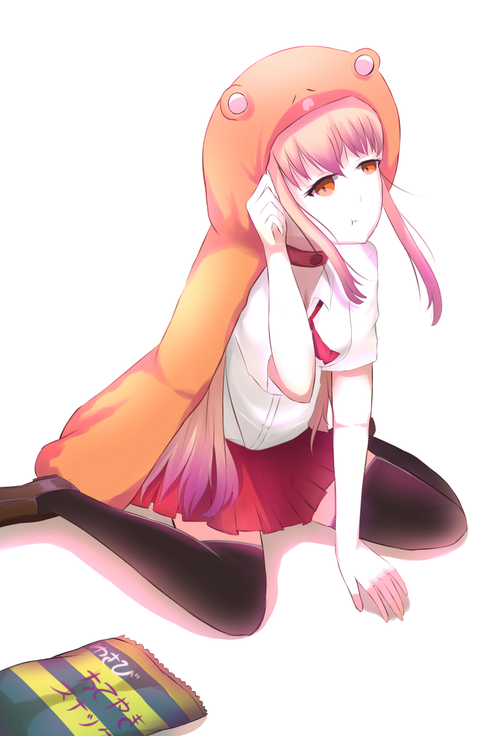 10s, 1girl, black_thighhighs, collarbone, doma_umaru, female_focus, hafrizalramad, highres