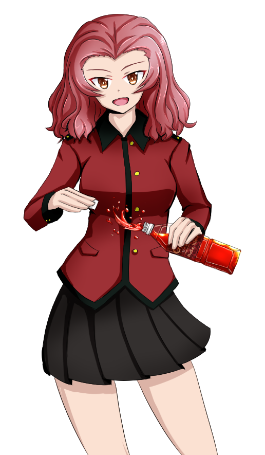 10s, 1girl, black_skirt, female_focus, girls_und_panzer, long_hair, luminous_neko, open_mouth