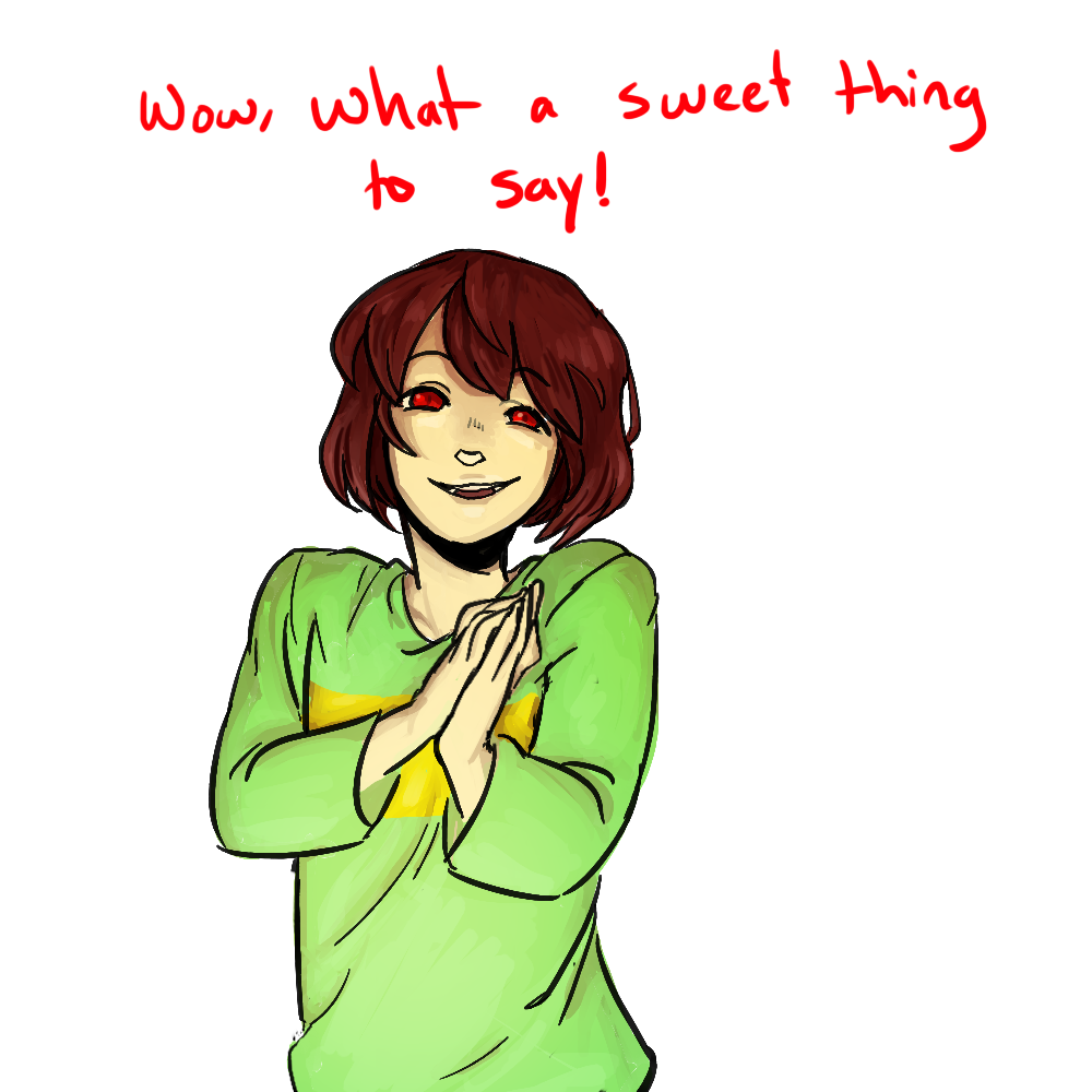 androgynous, brown_hair, chara_(undertale), commentary, english_text, gender_request, looking_at_viewer, open_mouth