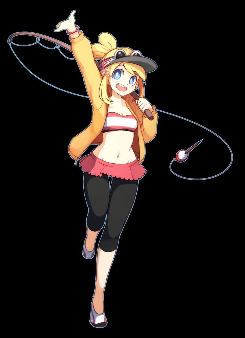 1girl, artist_request, blonde_hair, blue_eyes, breasts, copella_(surechigai_fishing), coraline_(ultimate_angler), highres