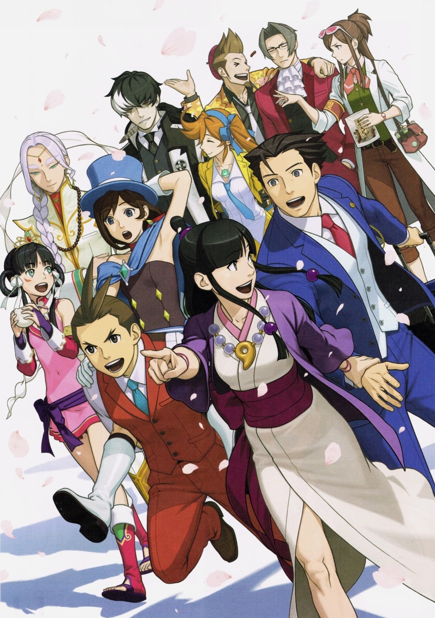 5girls, 6+boys, ace_attorney, apollo_justice, armpits, ascot, athena_cykes, beard