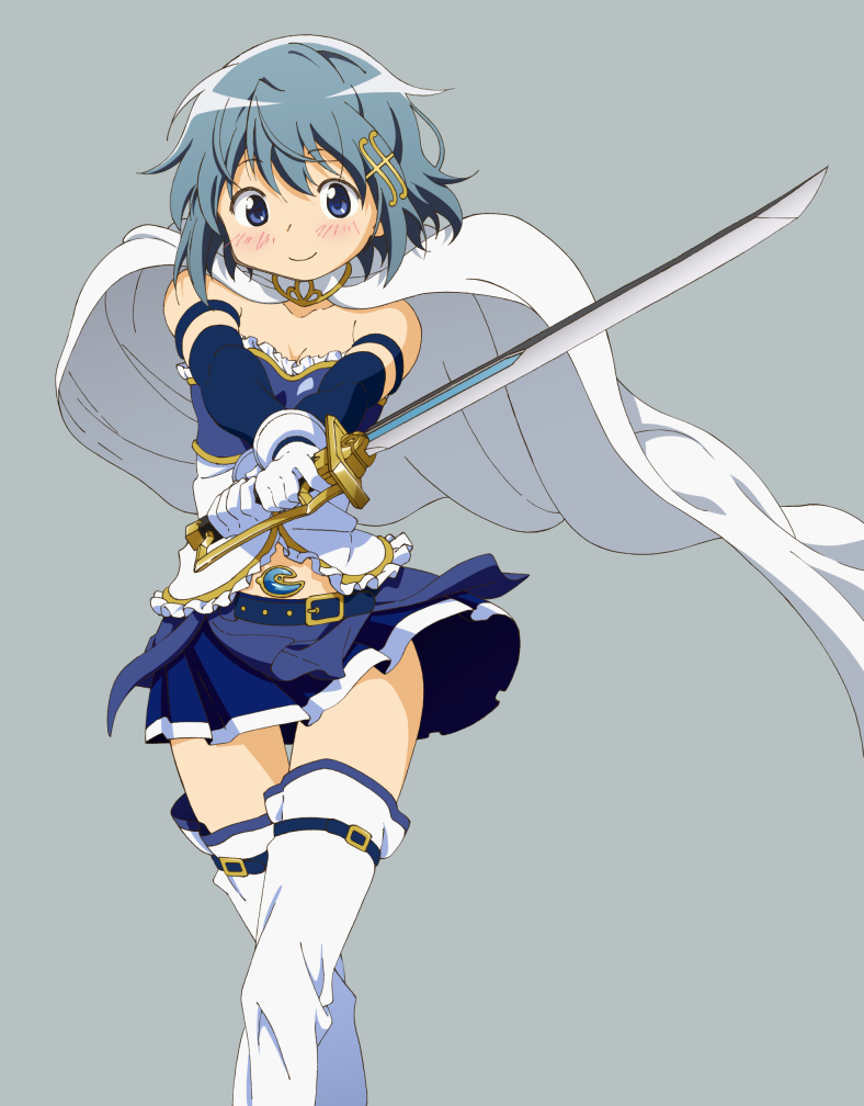 10s, 1girl, armband, bad_id, bad_pixiv_id, belt, blue_eyes, blue_hair