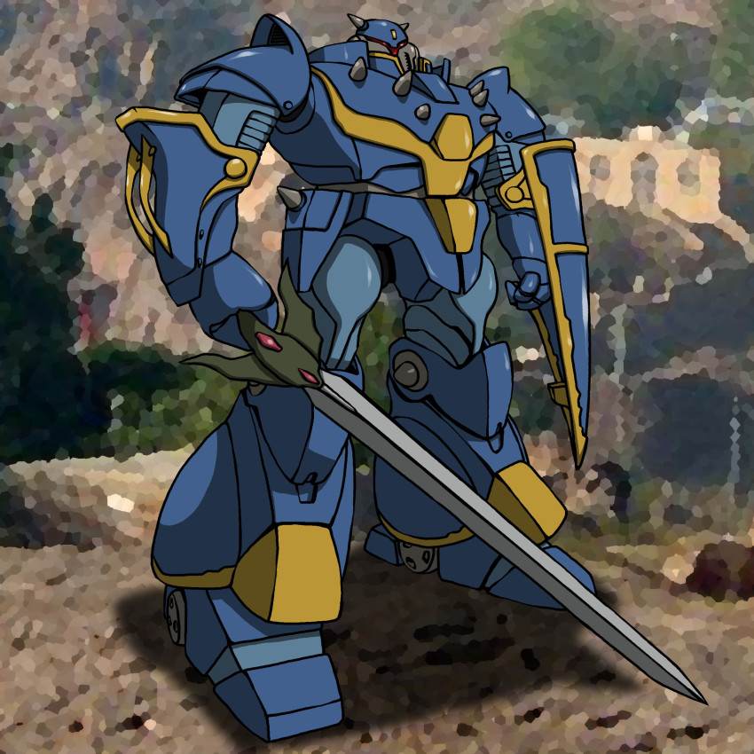 absurdres, highres, hirodango, kikou-kai_galient, mecha, robot, shield, sword