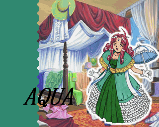 1girl, aqua_(puchi_carat), closed_eyes, dress, lowres, parasol, puchi_carat, taito